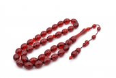 HAKİKİ USTA İŞİ ARPA KESİM KOYU KIRMIZI UÇAK CAMI TESBİH İRİ BOY - 3