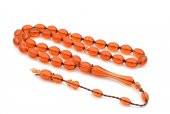 HAKİKİ USTA İŞİ ARPA KESİM BAL RENGİ UÇAK CAMI TESBİH İRİ BOY - 2