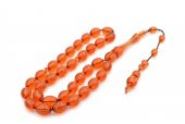 HAKİKİ USTA İŞİ ARPA KESİM BAL RENGİ UÇAK CAMI TESBİH İRİ BOY - 3