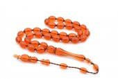 HAKİKİ USTA İŞİ ARPA KESİM BAL RENGİ UÇAK CAMI TESBİH İRİ BOY - 1