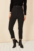 Tomms Kadın Havuç Paça Yüksek Bel Kemerli Siyah Kumaş Pantolon HM-8373 - 3