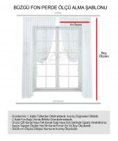Büzgü Tül Fon Perde - Şal Desen - Takım - 2 Kanat Siyah 80 x 270 cm - 5