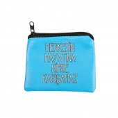 MAVİ HERKESİN HAYATINA KİMSE TASARIM SÜET BOZUK PARA CÜZDANI - 1