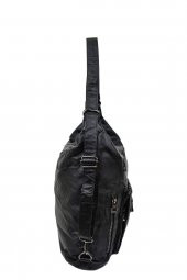 Siyah Yıkama Deri Bayan Kol ve Sırt Çantası thumbnail 3