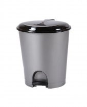 Plastik Basmalı Pedallı Açılır Kapak Çöp Kutusu Kovası - 7 Lt. - Gri - İç Kovalı - 22x24x26 Cm. - 1
