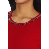 Solo Kadın Kristal (Crystalized by swarovski) Taşlı Triko Kazak A20A045-2 - 4