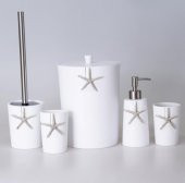 By Selim Home Ocean Polyester 5 Parça Banyo Seti Beyaz-Gümüş - 1