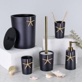 By Selim Home Ocean Polyester 5 Parça Banyo Seti Siyah Altın - 2