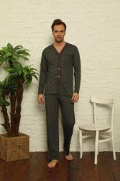 Erkek Uzun Kollu Önden Düğmeli Hastene Pijama Takımı 0429 - 7