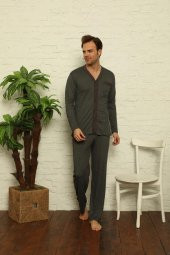 Erkek Uzun Kollu Önden Düğmeli Hastene Pijama Takımı 0429 - 8
