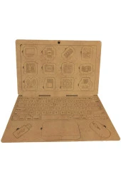 Moon Beavers Ahşap Dizüstü Bilgisayar Eğitici Öğretici Geliştirici Boyanabilir Sağlıklı Oyuncak thumbnail 1