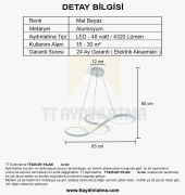 TT Aydınlatma Tt025-By  Yılan Modeli Mat Beyaz Led Avize - 3