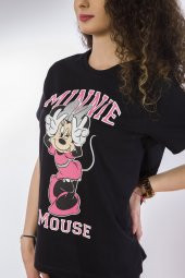 Lamia Donna Minnie Mouse Baskılı Siyah T-Shirt - 4