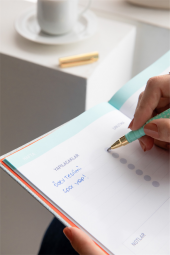 15x21 Keten Süresiz Planlayıcı Ajanda Defter Mavi - 2