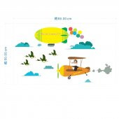 Zeplin kuşlar uçak hava balon BEBEK Çocuk kreş anaokulu Odası duvar STİCKER ÇıkartmaSI - 1