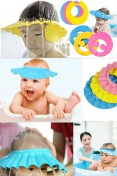 Ayarlanabilir Banyo Koruyucu Silikon Hijyenik Su Geçirmez Banyo Şapkası Sağlam Kulak Koruyuculu - 1