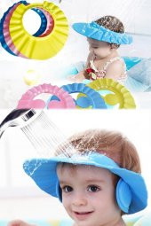 Ayarlanabilir Banyo Koruyucu Silikon Hijyenik Su Geçirmez Banyo Şapkası Sağlam Kulak Koruyuculu - 4