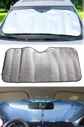 Ön Cam Oto Branda & Güneşlik Perde Jip Otomobil Uyumlu 130x60 Cm Alüminyum Sıcaklık Engelleyici thumbnail 1