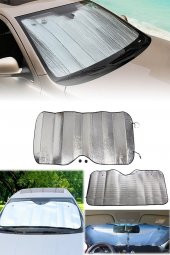 130x60 Cm Alüminyum Sıcaklık Engelleyici Oto Ön Cam Branda & Güneşlik Perde Jip Otomobil Uyumlu thumbnail 4