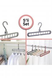 Renkli 9 Bölmeli Katlanır Pratik Sihirli Elbise Askısı 5Li Set (5 Adet) - 1