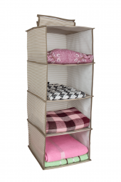 Dolap Içi Düzenleyici 4 Bölmeli Katlanabilir Bez Dolap Organizer 24x29x64Cm - 1