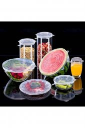 Tazeliği Koruyan 6 Farklı Boy Gıda Koruyucu Silikon Streç Kapak thumbnail 1