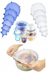 Tazeliği Koruyan 6 Lı Silikon Strech Kapaklar Pratik Taşırmaz Silikon Tencere Kapağı - 1