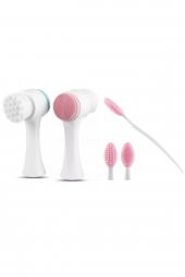 Cilt Temizleme Fırçası + Burun Siyah Nokta Temizleyici Dudak Peeling Fırça- Pembe - 1