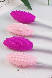 Cilt Temizleme Fırçası + Burun Siyah Nokta Temizleyici Dudak Peeling Fırça- Pembe - 4