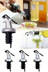 3lü Kapaklı Şişe Ucu Servis Aparatı Damlalık Yağdanlık Tıpa Tapa Mantar - 1