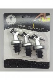 3 Adet Kapaklı Şişe Ucu Servis Aparatı - Damlalık - Yağdanlık Tıpa Tapa - 1