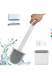Tuvalet Fırçası Banyo Wc Temizlik Silikon Bükülebilir Fırça Seti-beyaz - 2