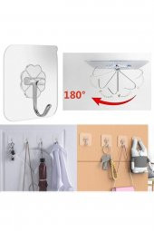 Süper Güçlü Yapışkanlı Suya Dayanıklı Şeffaf Askı 5li Set Yeniden Kullanılabilir Kancalar thumbnail 7