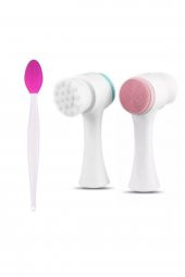 Cilt Temizleme Fırçası + Burun Siyah Nokta Temizleyici Dudak Peeling Fırça- Koyu Pembe - 1
