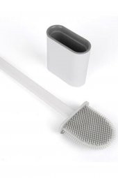 Beyaz Silikon Banyo Tuvalet Klozet Fırçası Ve Tutucu Set - 2