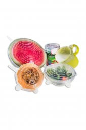 6 Adet Silikon Streç Kapak Tabak Bardak Gıda Bonesi Silikon Vakum Tencere Kapağı Tazeliği Korur - 3