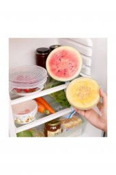 6 Adet Silikon Streç Kapak Tabak Bardak Gıda Bonesi Silikon Vakum Tencere Kapağı Tazeliği Korur - 4