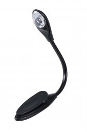 Kitap Okuma Işığı Klipsli Siyah 3 Led Lamba Beyaz Işık - 1