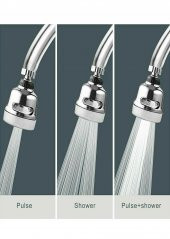 Üç Fonksiyonlu 360° Oynar Musluk Başlığı 50 Su Tasarruflu Başlık thumbnail 2