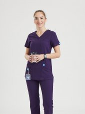 BASIC Kadın Likralı Üniforma Üst - Mor thumbnail 1