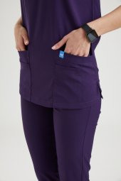 BASIC Kadın Likralı Üniforma Üst - Mor thumbnail 2