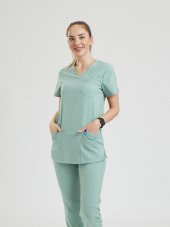 BASIC Kadın Likralı Üniforma Üst - Mint Yeşili - 1