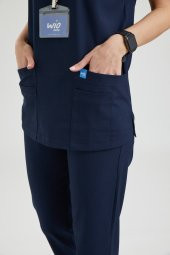 BASIC Kadın Likralı Üniforma Üst - Lacivert thumbnail 2