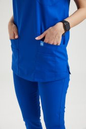 BASIC Kadın Likralı Üniforma Üst - Royal Mavi thumbnail 2