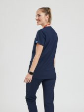 BASIC Kadın Likralı Üniforma Üst - Lacivert thumbnail 3