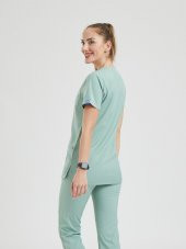 BASIC Kadın Likralı Üniforma Üst - Mint Yeşili - 3