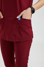 BASIC Kadın Likralı Üniforma Üst - Bordo - 2