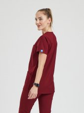 BASIC Kadın Likralı Üniforma Üst - Bordo - 3