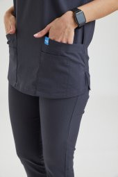 BASIC Kadın Likralı Üniforma Üst - Koyu Gri thumbnail 2