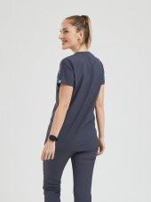 BASIC Kadın Likralı Üniforma Üst - Koyu Gri thumbnail 3